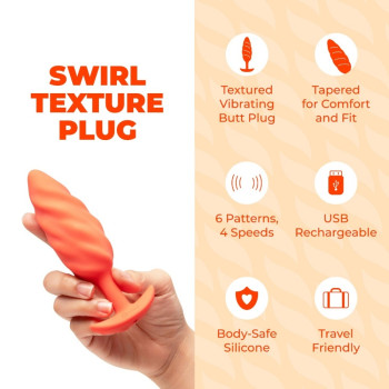 b-Vibe Swirl Texture Medium Vibrating Silicone Anal Plug for Prostate Orgasm and Gay Men
