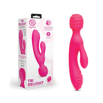 Together Tri Delight Dual-Ended Triple Stim Wand & Rabbit Vibrator 8 Modes for Women