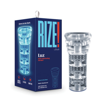 Blush Rize Luz Male Stroker with Self Lubricating Material Glow in The Dark Ribbed Feel