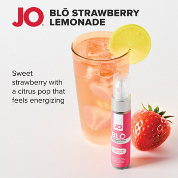 JO Blo Pleasure Gel Strawberry Lemonade 1 oz Sugar Free Flavored Lube for Smooth Blowjobs