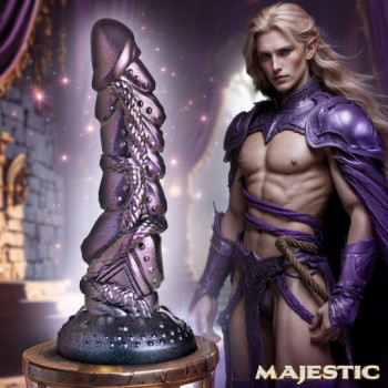 XR Brands Ilias Elf Silicone Dildo Textured 7.4 Inch Suction Base Harness Compatible