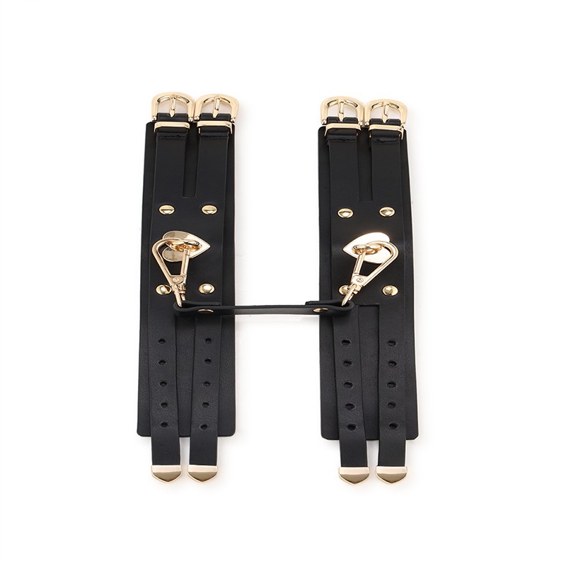 RYSC-183 Leather Double Button Bondage Kit Black Shackles