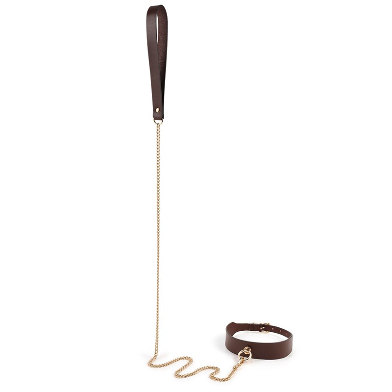 RYSC-183 Leather Double Button Bondage Kit Brown Collar