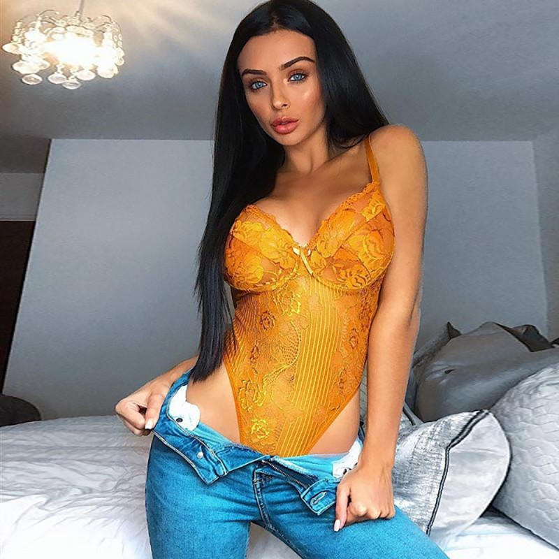 Bow Lace Bodysuit Ginger Yellow