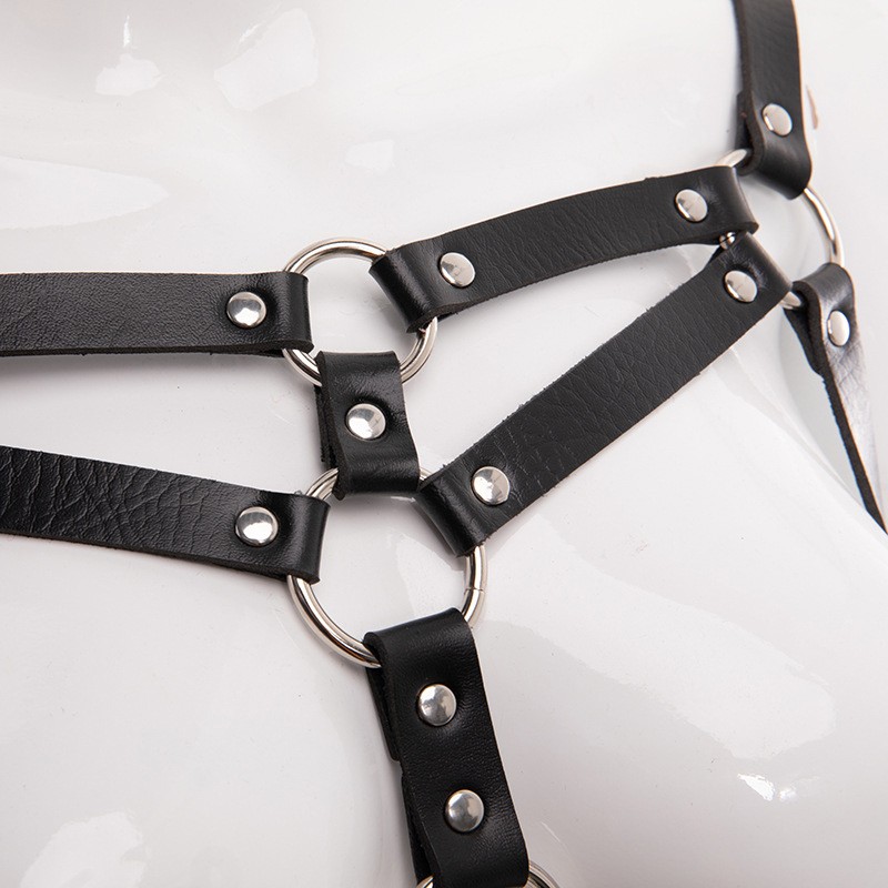 BDSM Bondage Rope Leather Bra And Leg Suspenders Garter Belt Sex Accessories Set