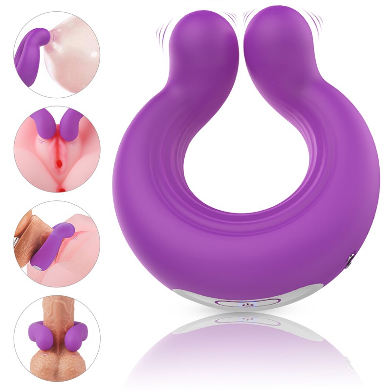 SHD-S207 London Eye Vibrating Massager & Penis Ring For Couples Purple