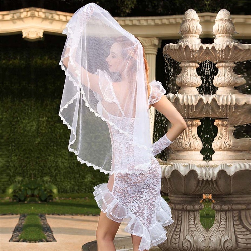 JSY 6325 Wedding Dress Cosplay See Through Lace Lingerie Set