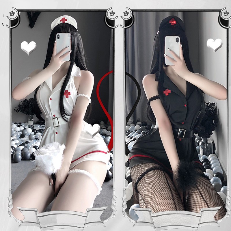 Venusfun Women Erotic Lingerie Cosplay Nurse Uniform Set