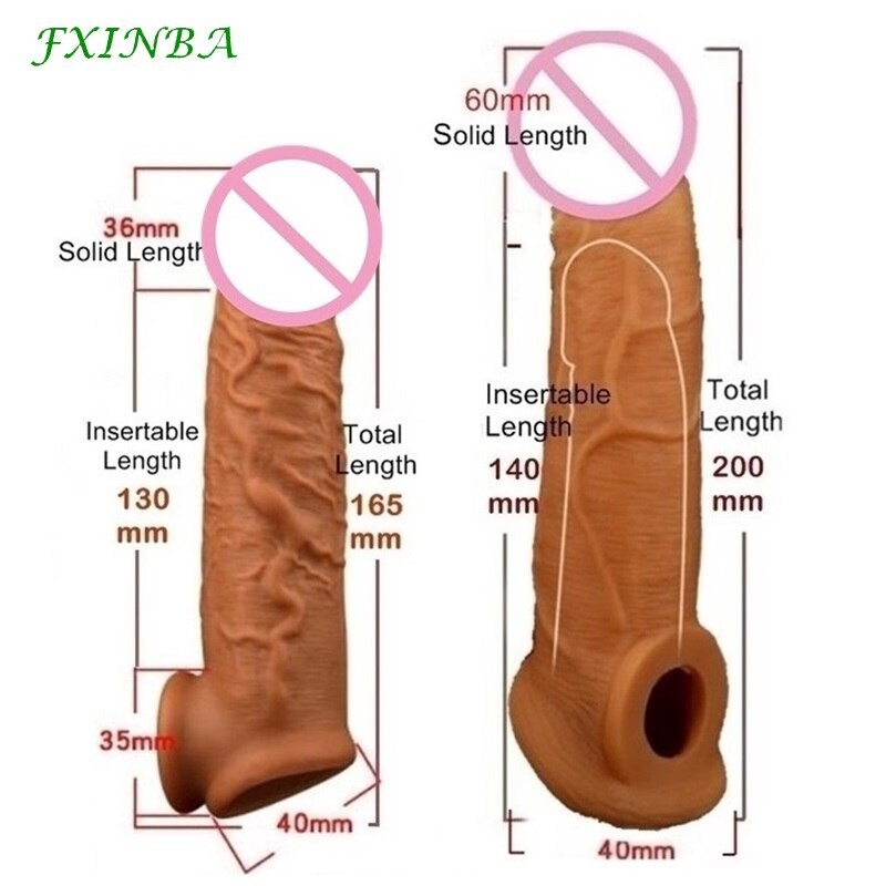 FXINBA Realistic Silicone Penis Extender Sleeve