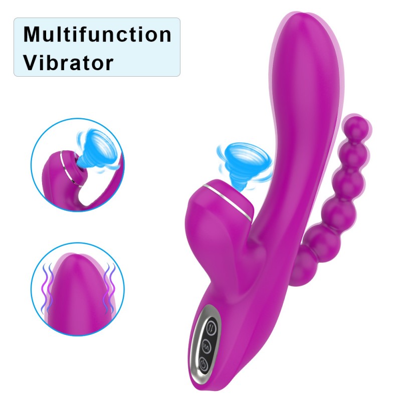 AixiAsia Triple Stimulation Clitoral Sucking Vibrator A0139 Violet