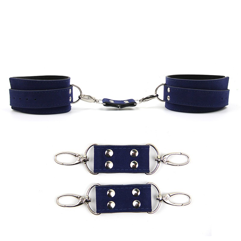 Roomfun Blue Suede Ankle cuffs and Handcuffs Bondage Set ZW-012