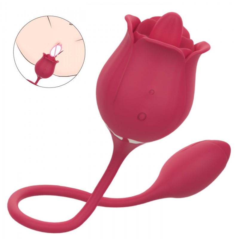 S-Hande Tongue Licking Rose Vibrator With Vibrating Tail SHD-S361