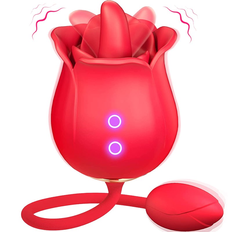 Shockfans Rose Toy Tongue Vibrator with Vibrating Egg