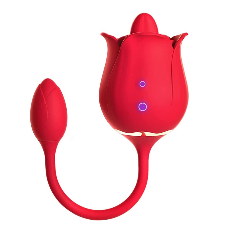 Shockfans Rose Toy Tongue Vibrator with Vibrating Egg