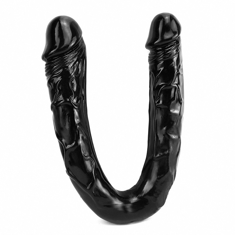 Venusfun U Shaped 16.53 Inch Double Ended Silicone Dildo Black