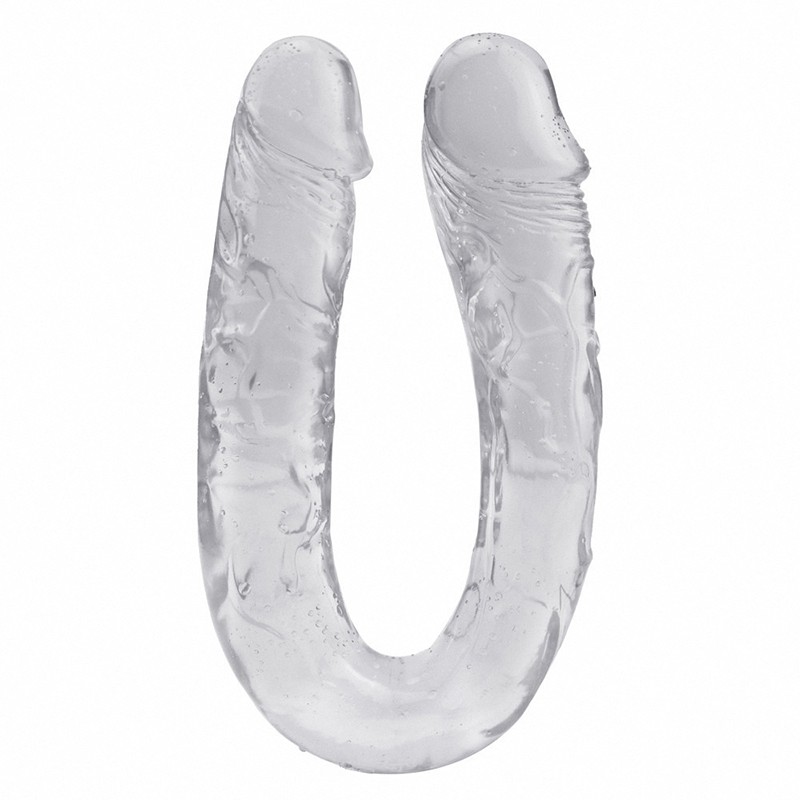 Venusfun U Shaped 16.53 Inch Double Ended Silicone Dildo Transparent