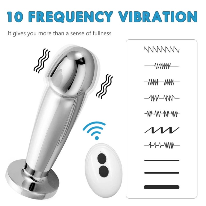 Stainless Steel Vibrator Dildo Anal Plug With Remote Control