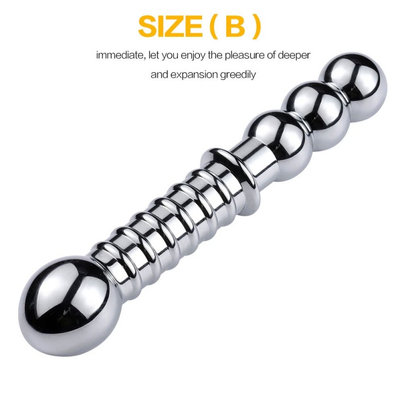 Aluminium alloy Double Head Anal Plug Beads Dildo