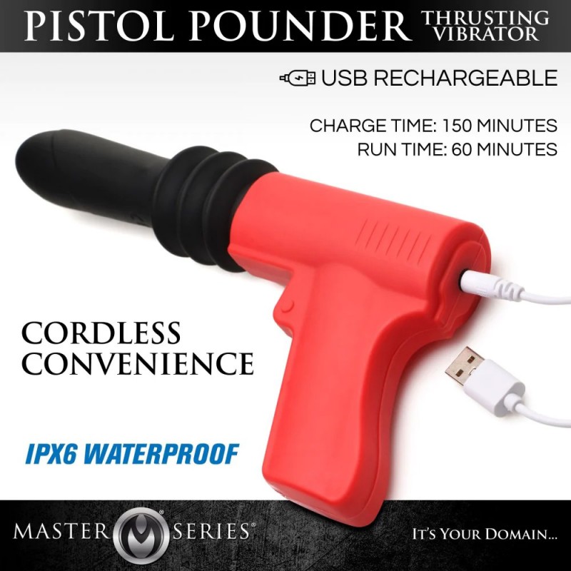 Master Series Thrusting Pistola Rechargeable Silicone Vibrator 2
