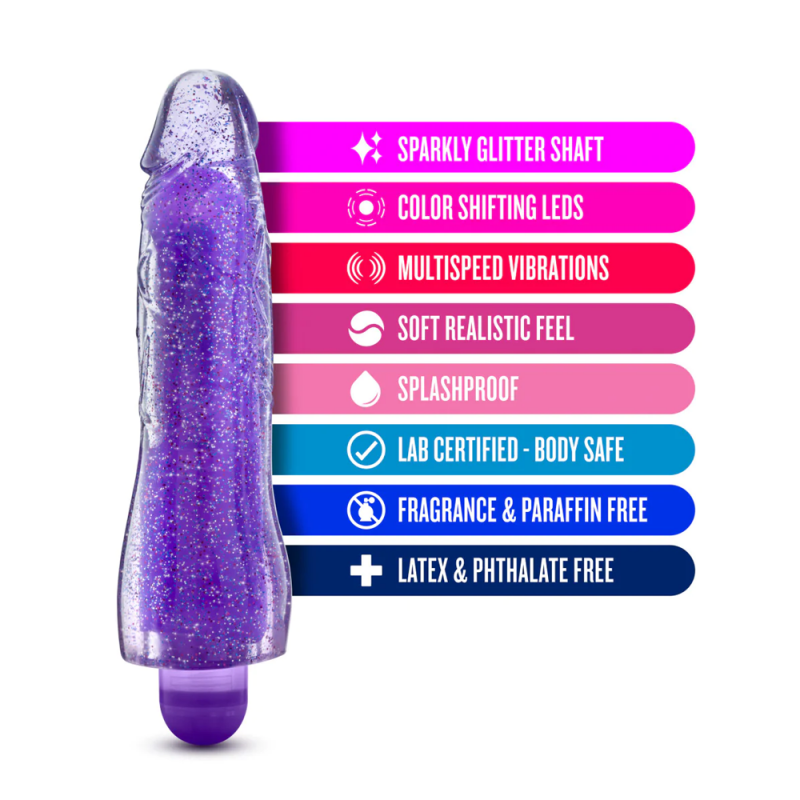 Blush Glow Dicks Molly Glitter Realistic Vibrating Dildo 3