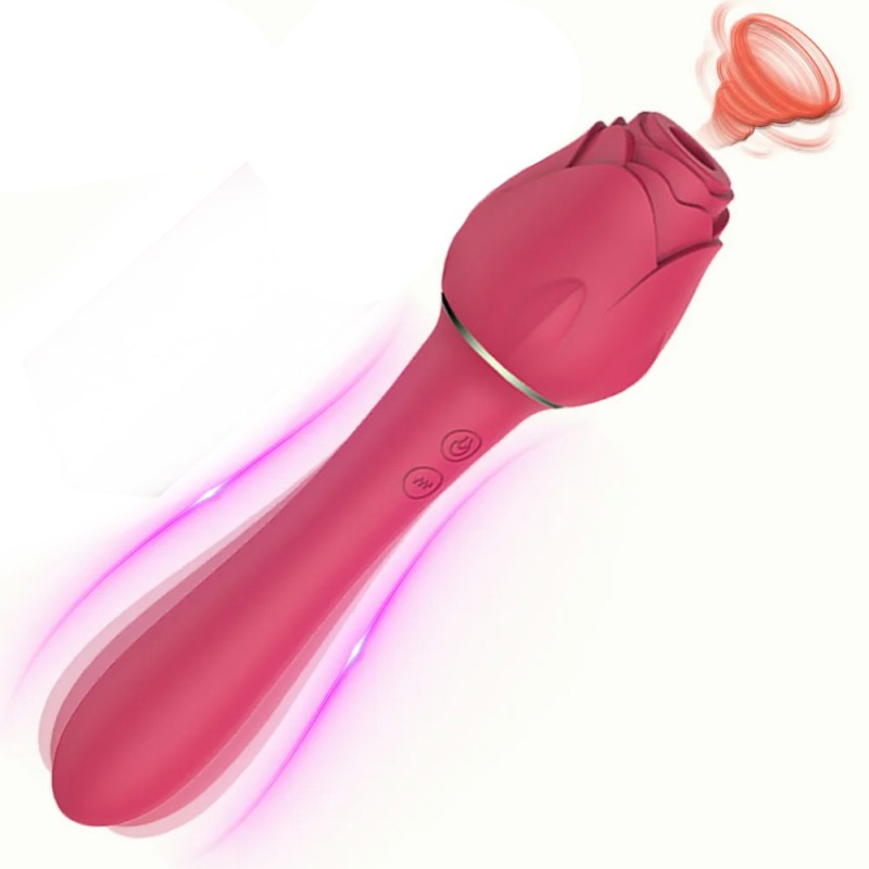 2 in 1 Rose Sucking Vacuum Powerful Dildo 15 Modes