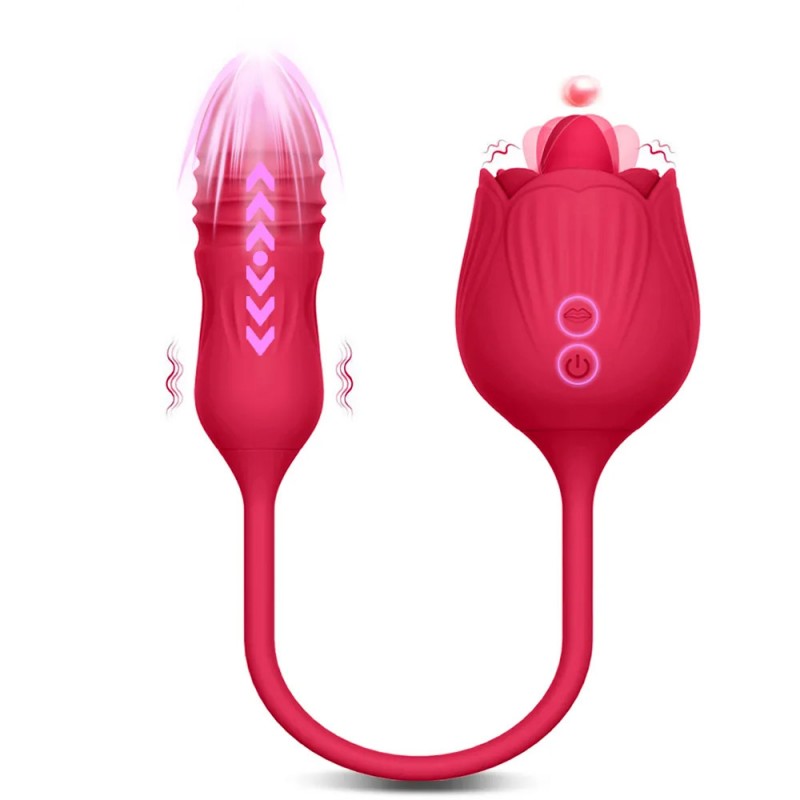 Thrusting Licking Sucking Rose Vibrator