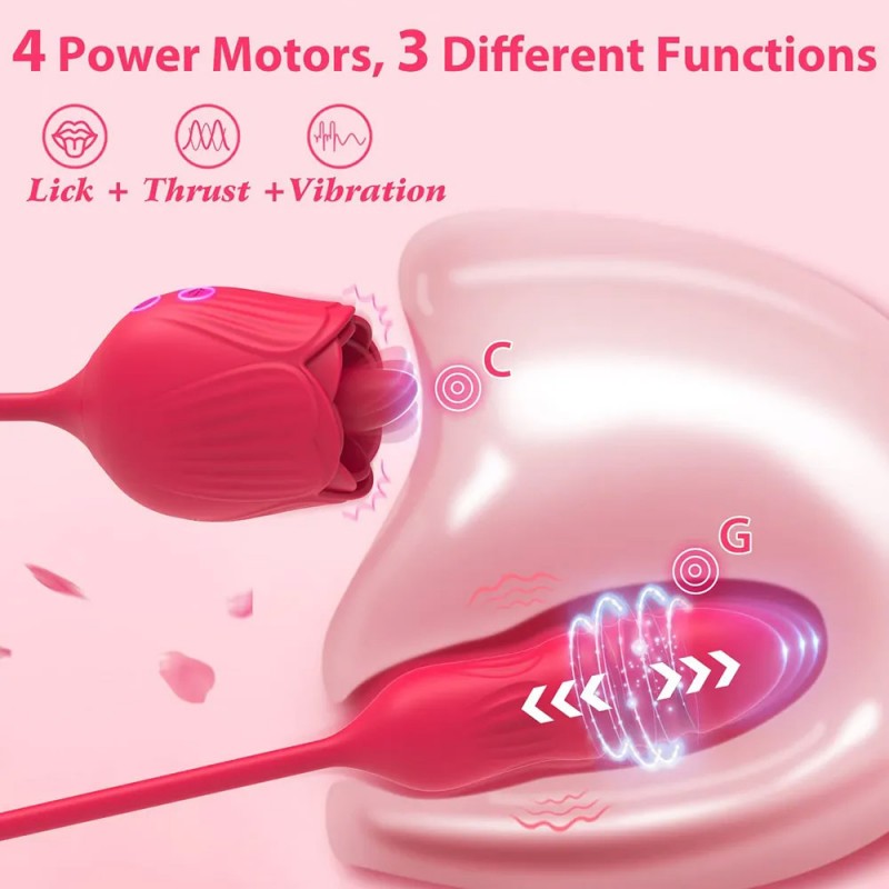 Thrusting Licking Sucking Rose Vibrator