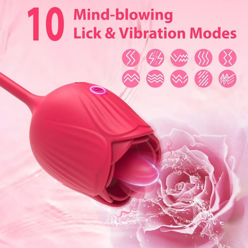 Thrusting Licking Sucking Rose Vibrator