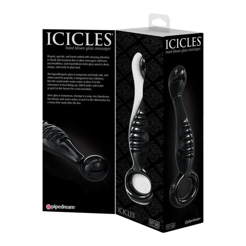 Icicles® No. 68, Black Glass Dildo