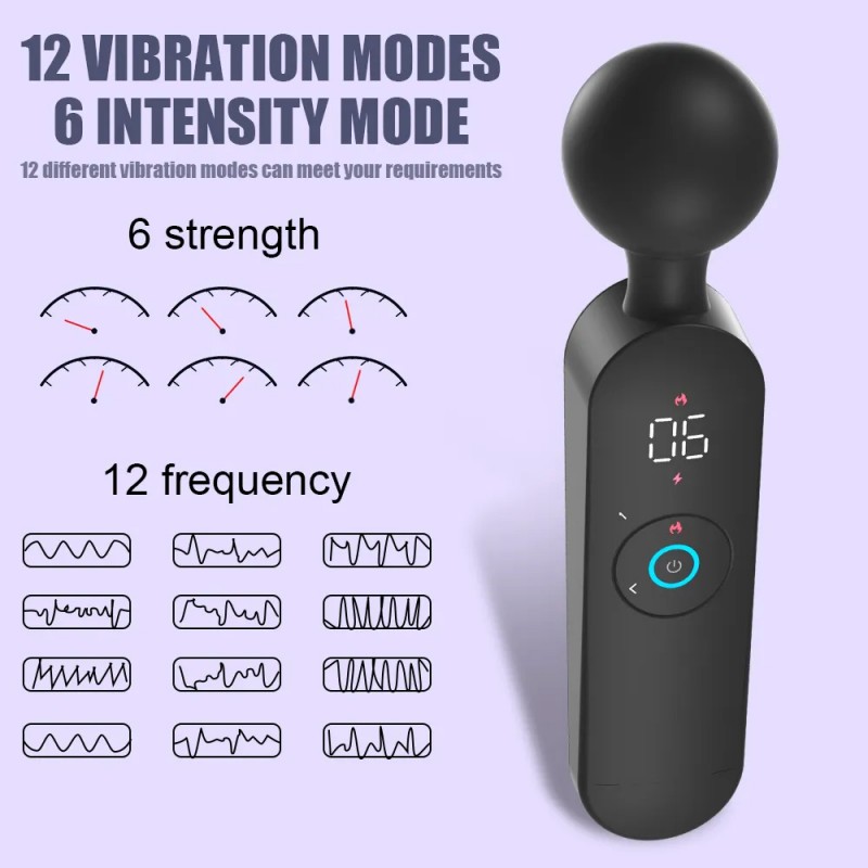 AV Vibrator Smart Heating Magic Wand 72 Modes Digital Display