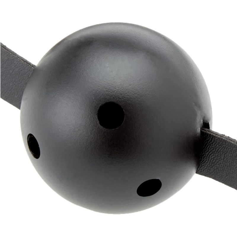 Shots Ouch Black & White Breathable Ball Gag w/Nipple Clamps