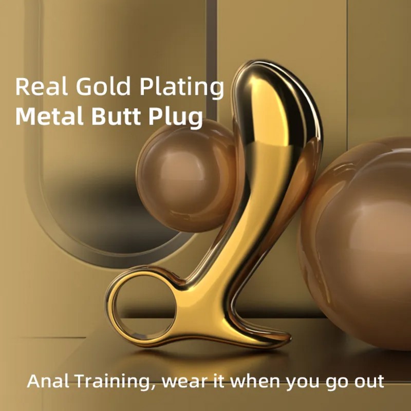 LOCKINK Stainless Steel Gold Plated Butt Plug Anal Massager 1