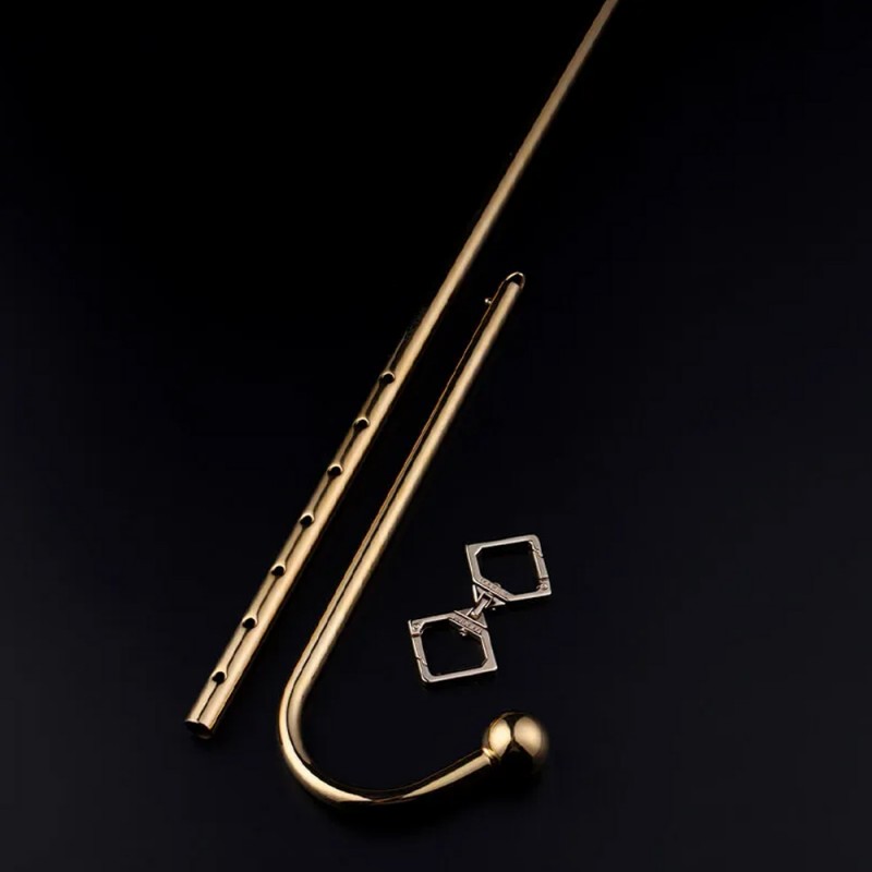 LOCKINK Adjustable Gold Anal Hook with Collar Connector6