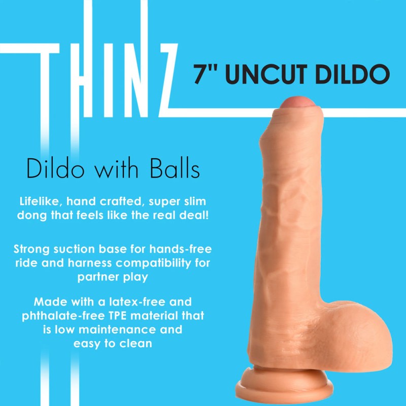 Thinz 7 inch Uncut Dildo With Balls
