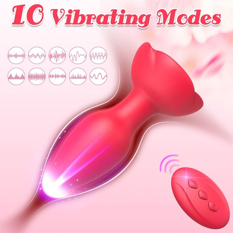 Vibrating Rose Butt Plug with Remote Control