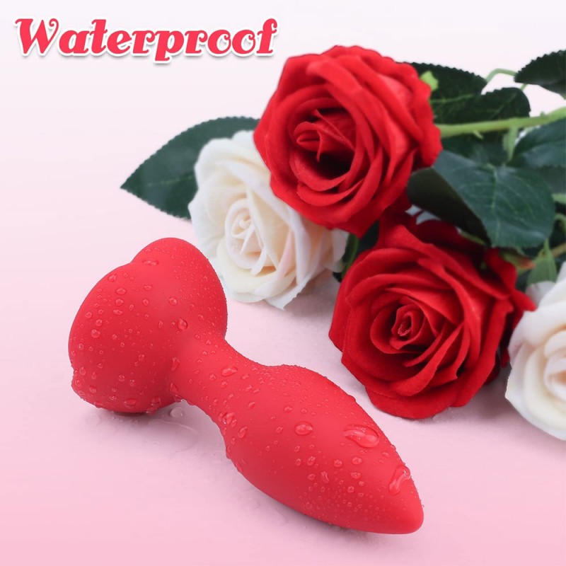 Vibrating Rose Butt Plug with Remote Control