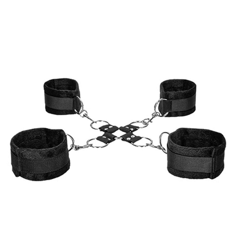 Shots Ouch Black & White Velcro Hogtie with Hand & Ankle Cuffs1