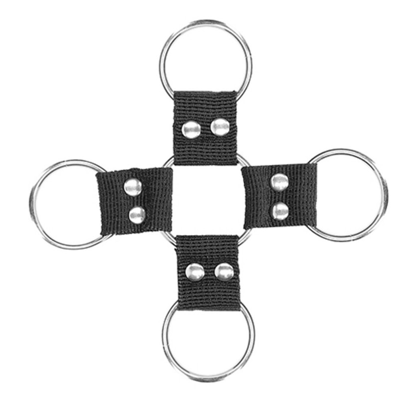 Shots Ouch Black & White Velcro Hogtie with Hand & Ankle Cuffs2
