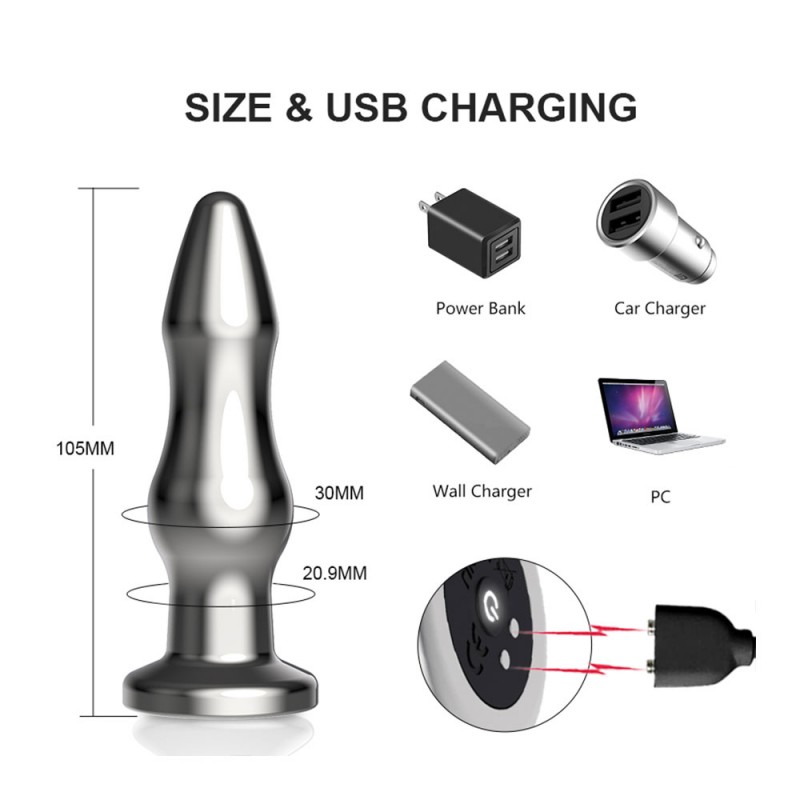 Metal Vibrating Anal Plug Magnetic Rechargeable5