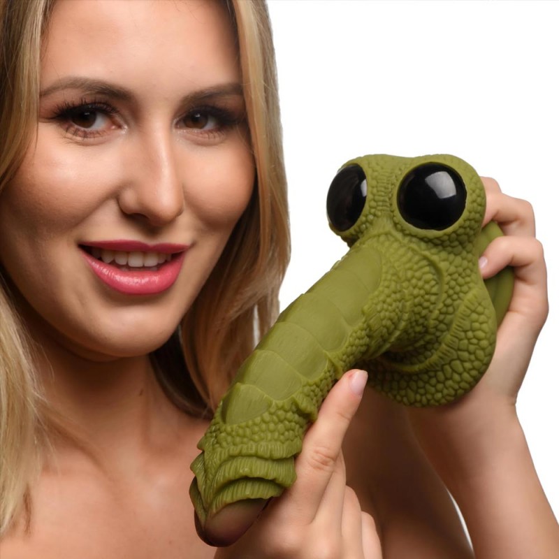 Creature Cocks - Swamp Monster Green Scaly Silicone Dildo 5