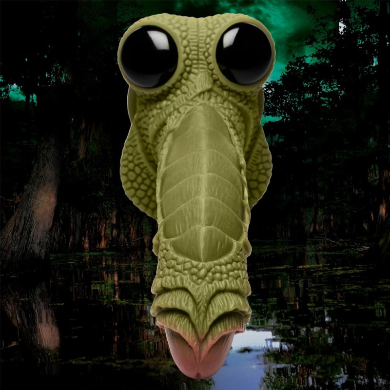 Creature Cocks - Swamp Monster Green Scaly Silicone Dildo 6