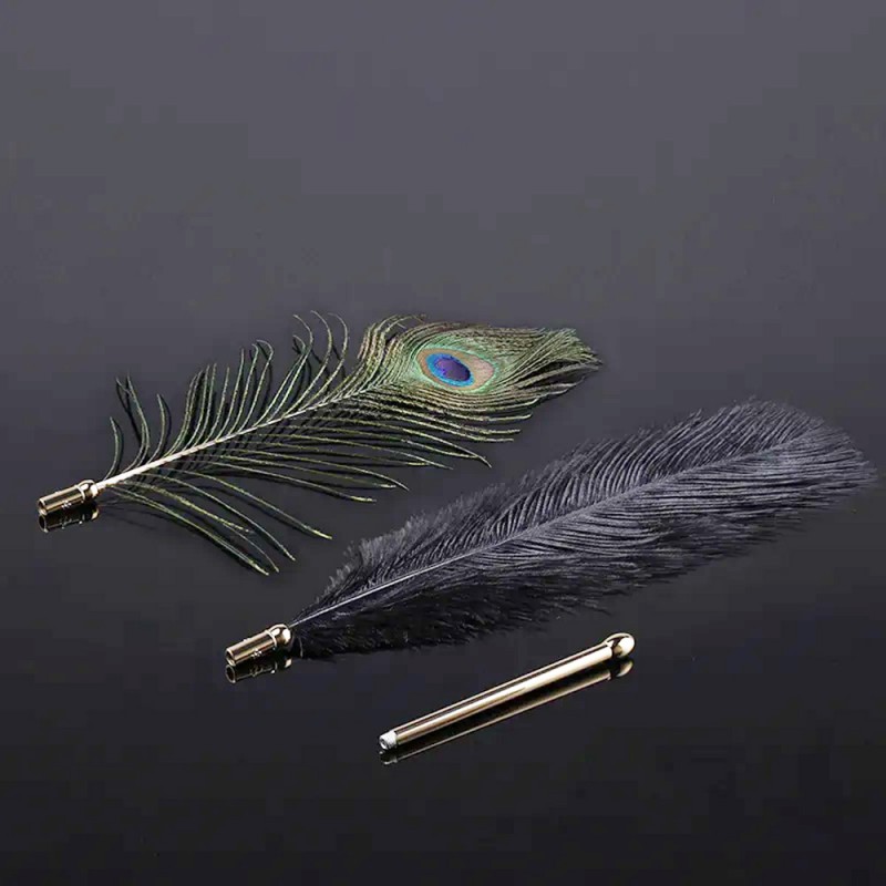 LOCKINK Sevanda Dual Natural Peacock Flirting Feather Tickler Wand7