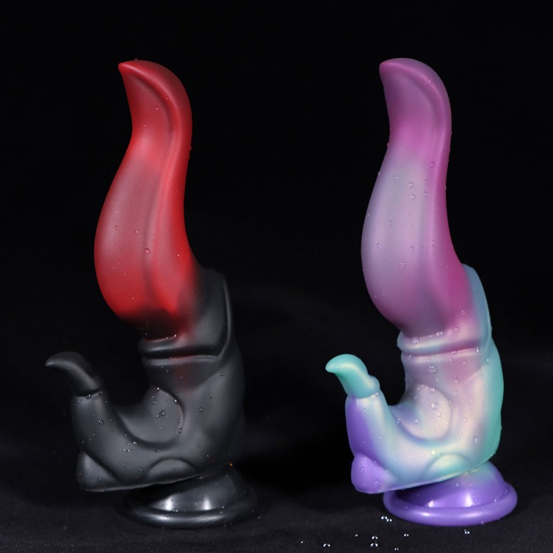 Fantasy Double Tongue Liquid Silicone 7 Inch Dildo with Suction Cup5