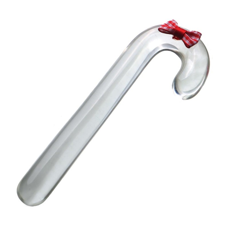 Mini Christmas Candy Cane Clear Crystal Glass Dildo Anal Plug