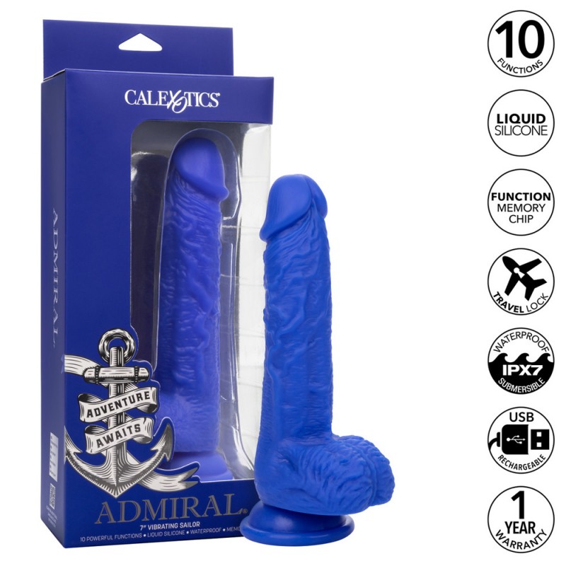 Admiral Vibrating Sailor 7 Inch Silicone Dildo with Suction Cup6