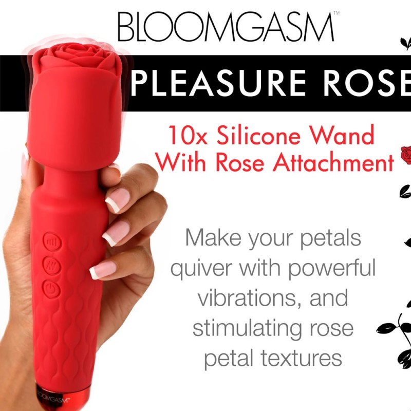 Bloomgasm Pleasure Rose 10X Silicone Wand W Rose Attachment 3