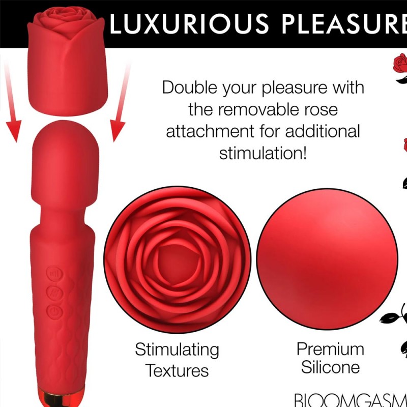 Bloomgasm Pleasure Rose 10X Silicone Wand W Rose Attachment 4