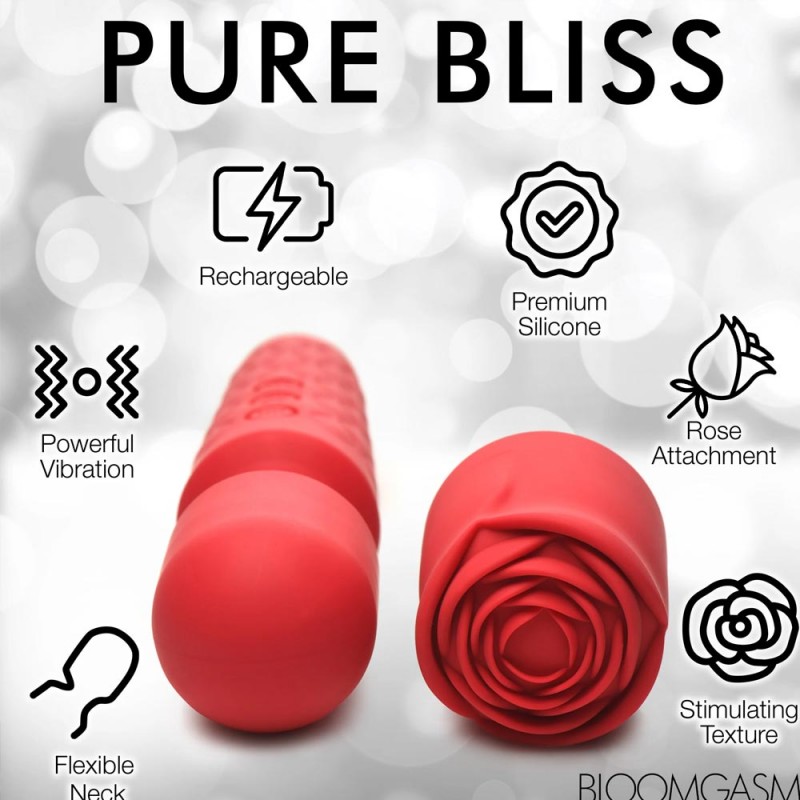 Bloomgasm Pleasure Rose 10X Silicone Wand W Rose Attachment 6