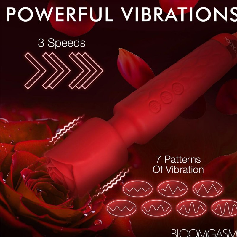 Bloomgasm Pleasure Rose 10X Silicone Wand W Rose Attachment 7