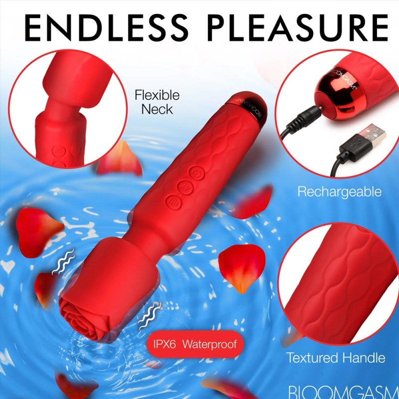 Bloomgasm Pleasure Rose 10X Silicone Wand W Rose Attachment 8
